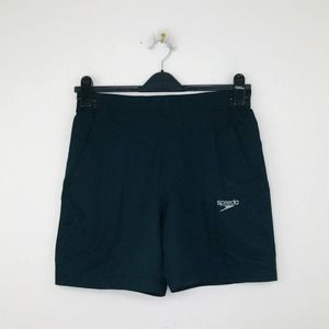 Speedo Men's Small Athletic Shorts Black Woven Team Warm-Up Pull On NWOT BO14